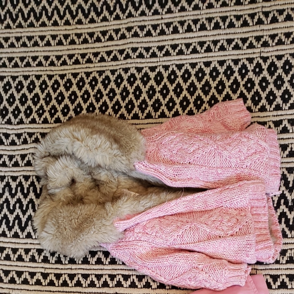 Girls 6-9 Months Fur lined knit coat